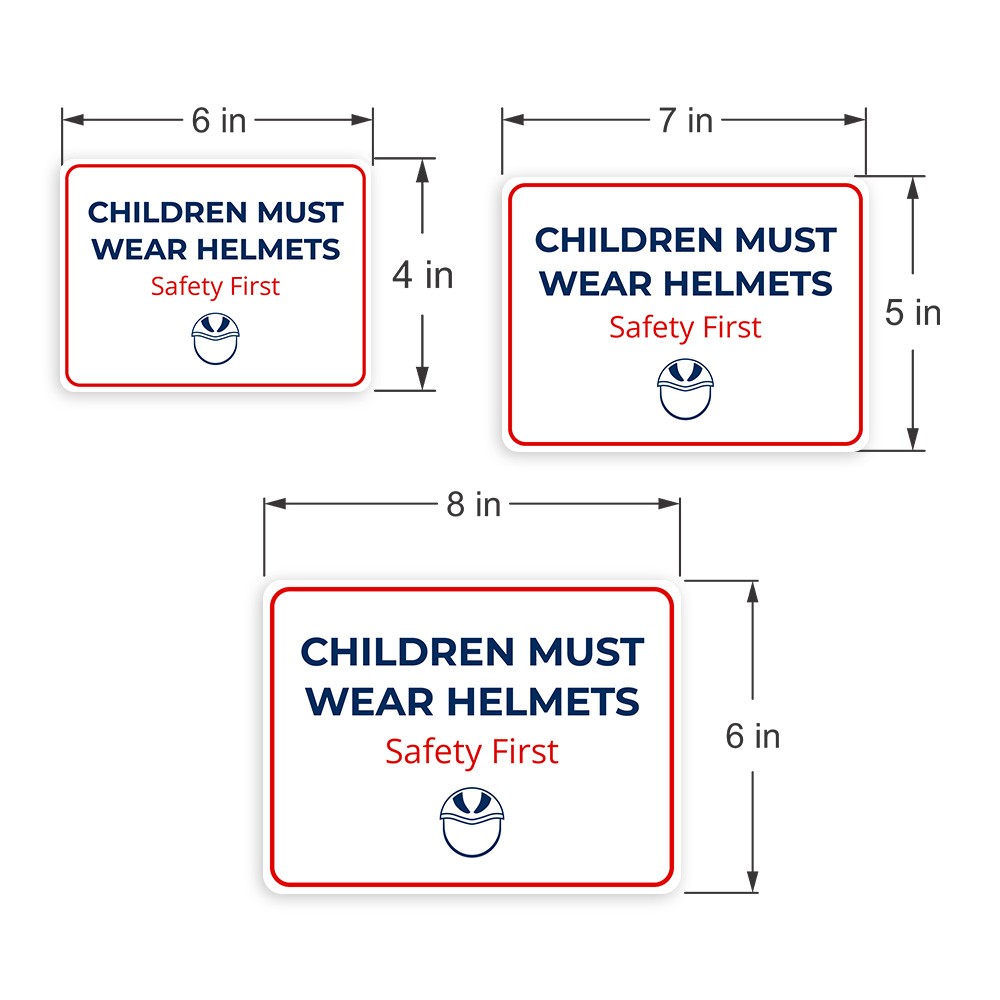 Classic Framed Plus Children Must Wear Helmets – Safety First Door or Wall Sign