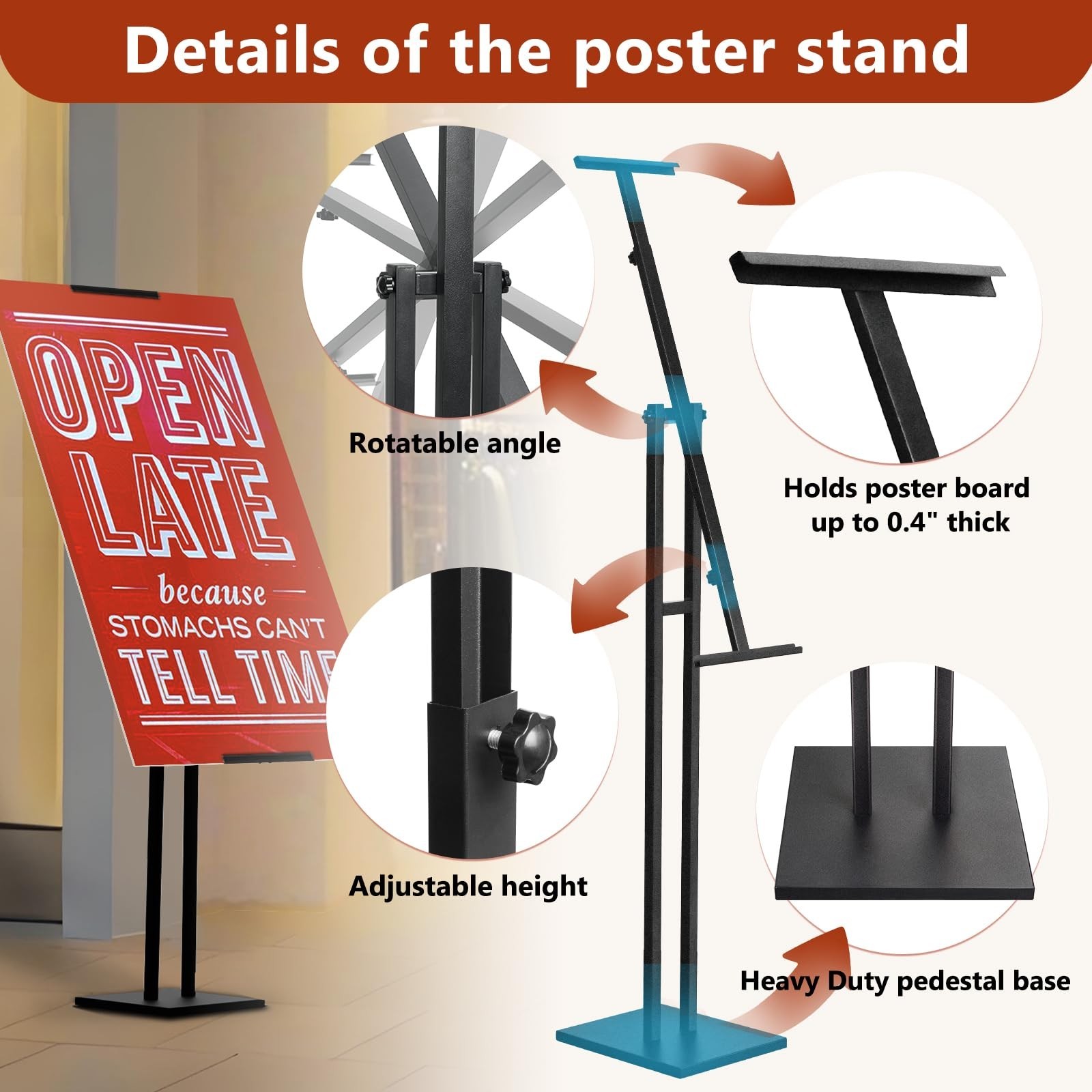 Heavy Duty Sign Stand, Floor Poster Board Stand, Adjustable Metal Sign Holder…