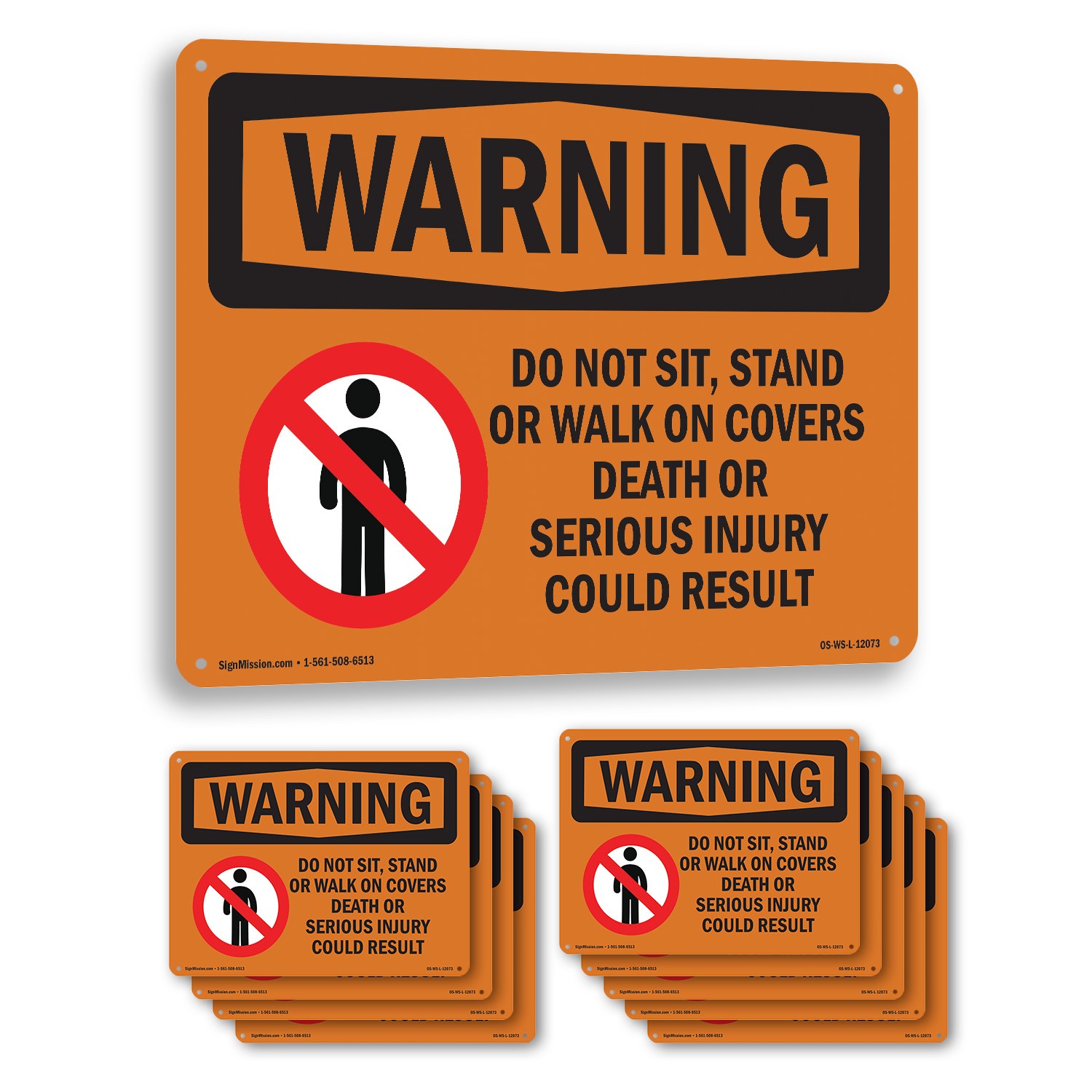 Do Not Sit Stand Or Walk On With Symbol OSHA WARNING Sign, Decal 5 or 10 Pack