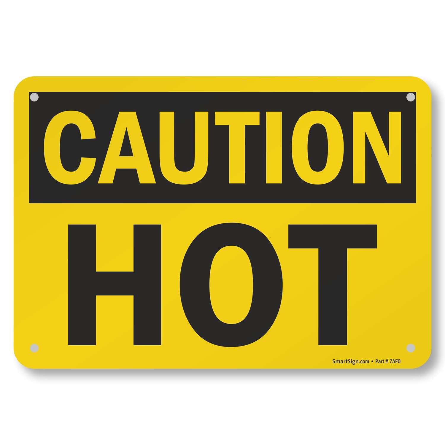 Caution Hot Sign 7×10 Inch Aluminum Black On Yellow Safety Warning Decor