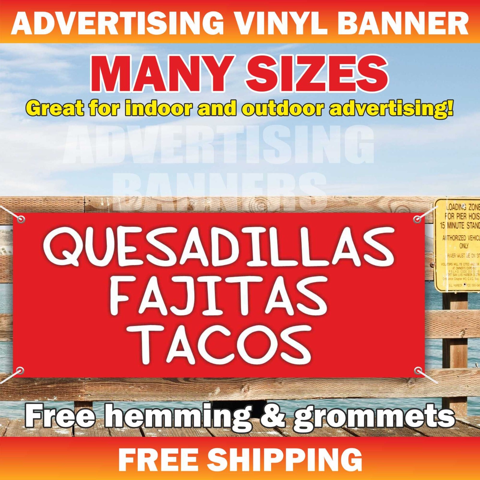 QUESADILLAS FAJITAS TACOS Advertising Banner Vinyl Mesh Sign mexican fast food