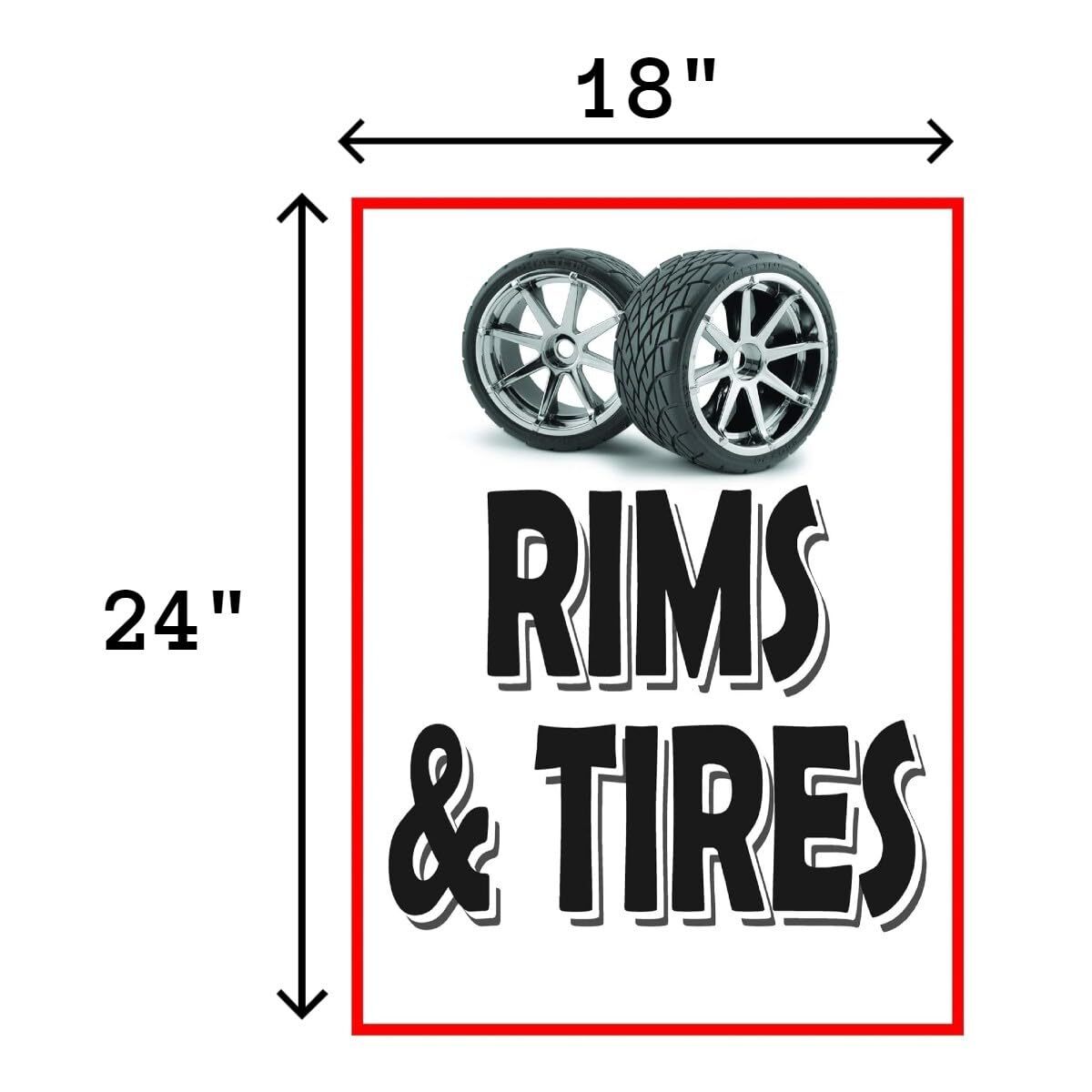 Rims & Tires Retail Window Display Paper Signs | Pack of 6 | 18″w x 24″h