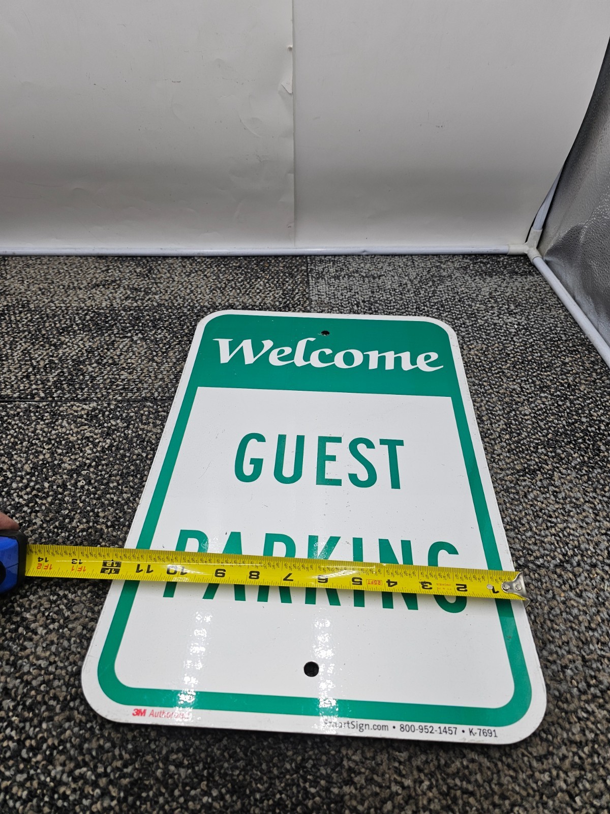 (QTY 3) Welcome Guest Parking Sign 18 x 12 inch 63 mil Aluminum Green & White