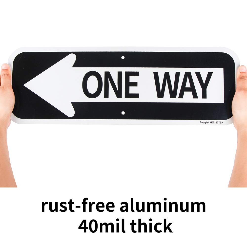 2-Pack Large One Way with Left Arrow Sign 18″x 6″ .04″ Aluminum Reflective Si…