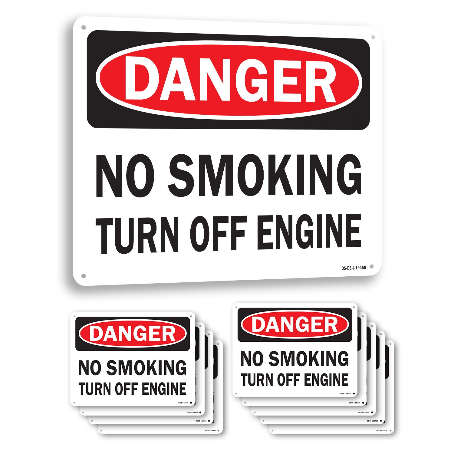 No Smoking Turn Off Engine OSHA Danger Sign Metal, Plastic, Decal 5 or 10 Pack