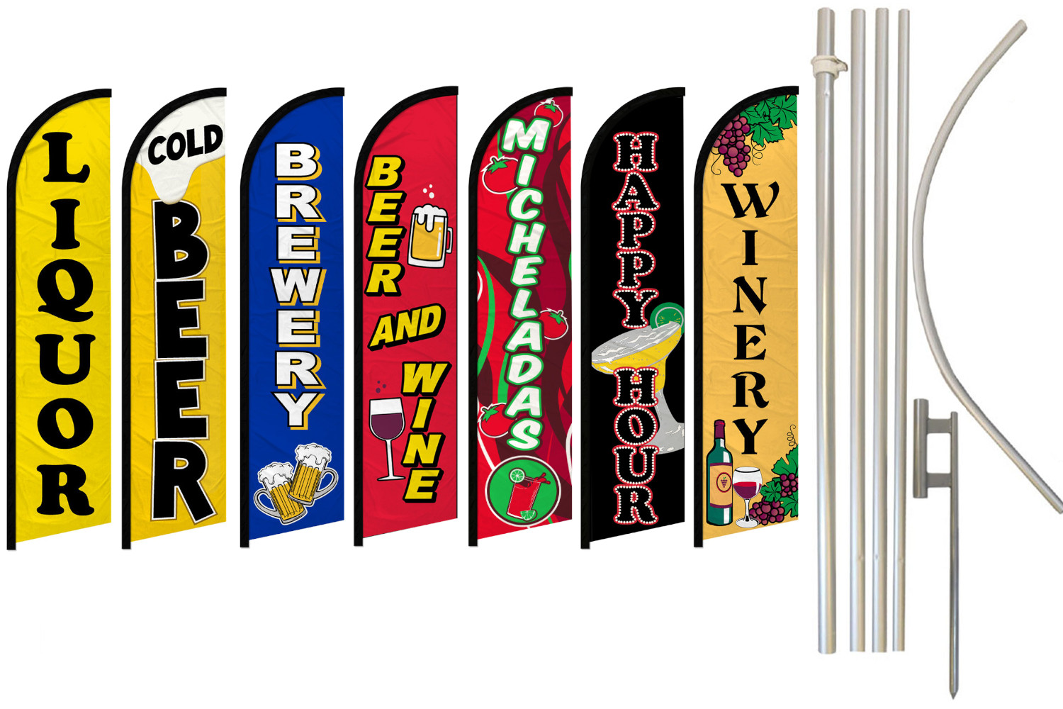 Alcohol Windless Advertising Swooper Flag Kit Brewery Winery Bar Liquor