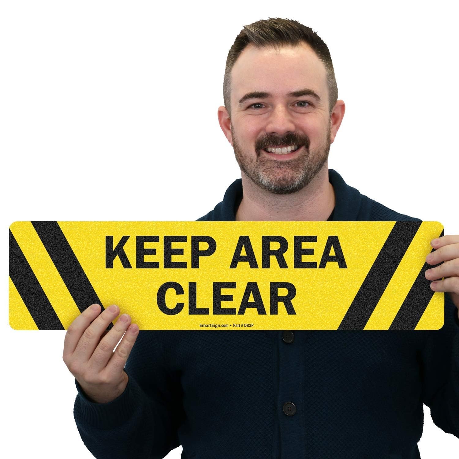 6×24 Inch Keep Area Clear Anti Slip Adhesive Floor Sign Black Yellow Warning