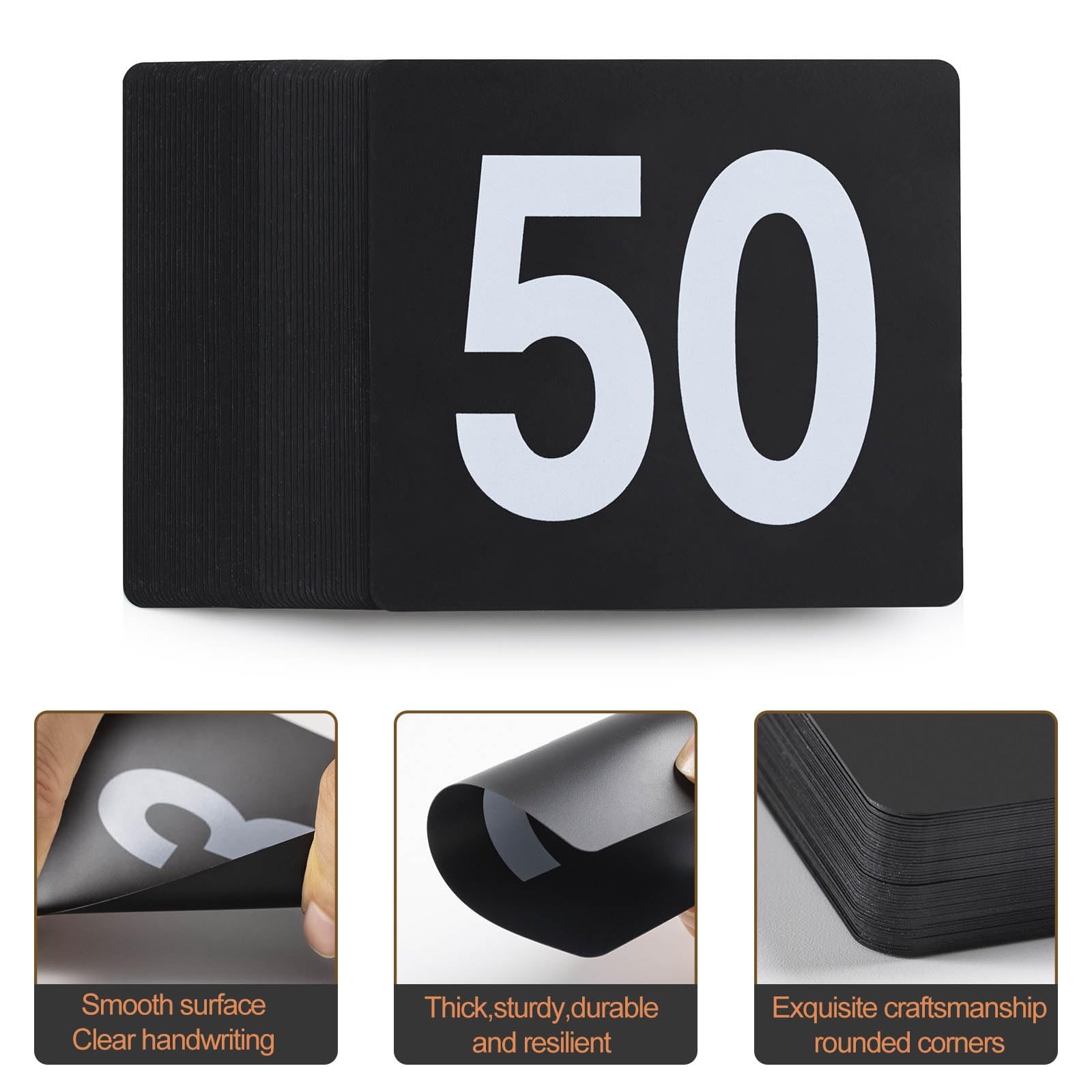 100 PCS Table Number Cards 1100 Double Sided 3.5 Inch Plastic Black