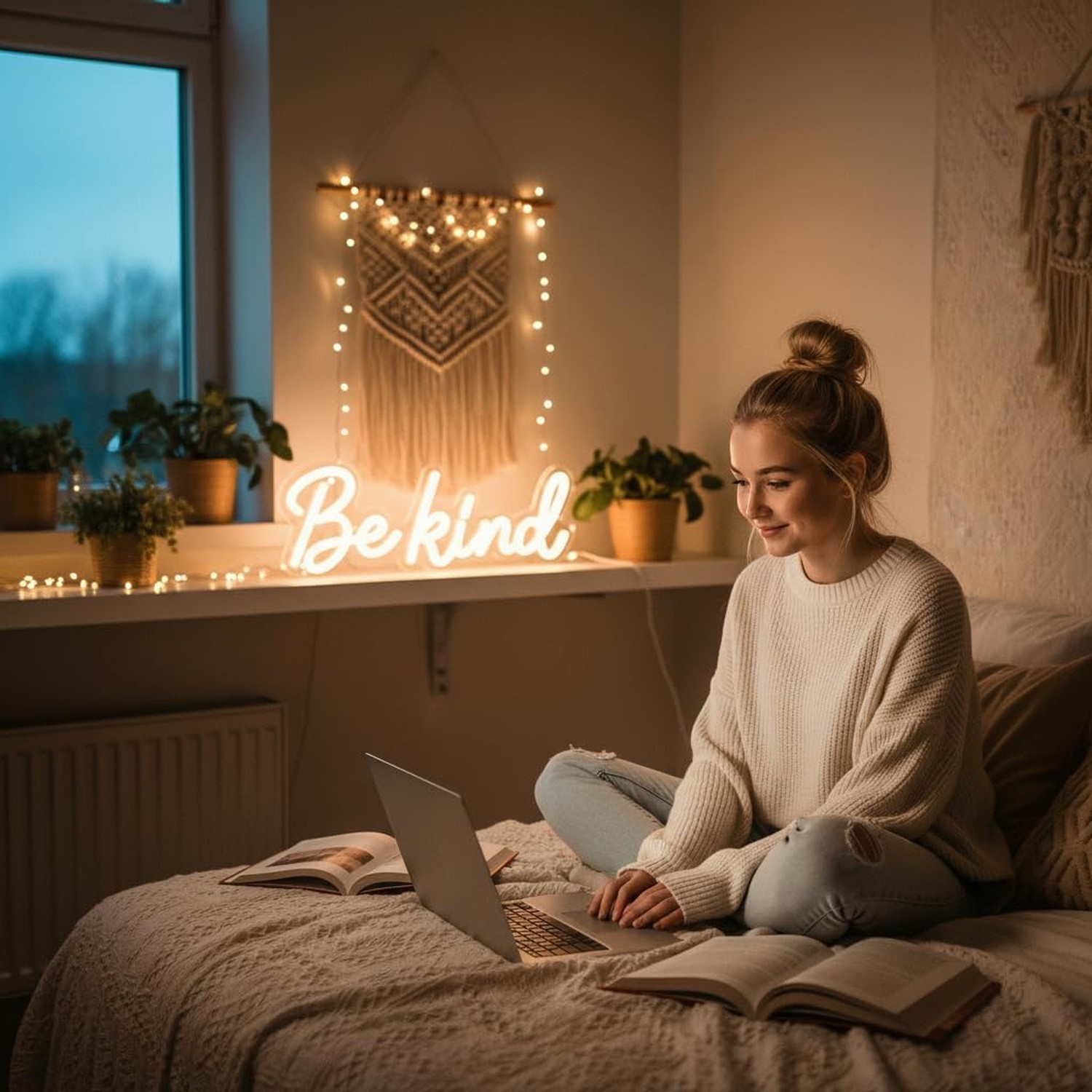 Be Kind Neon Sign Dimmable Classroom Neon Sign Warm White Wall Decor | USB Po…
