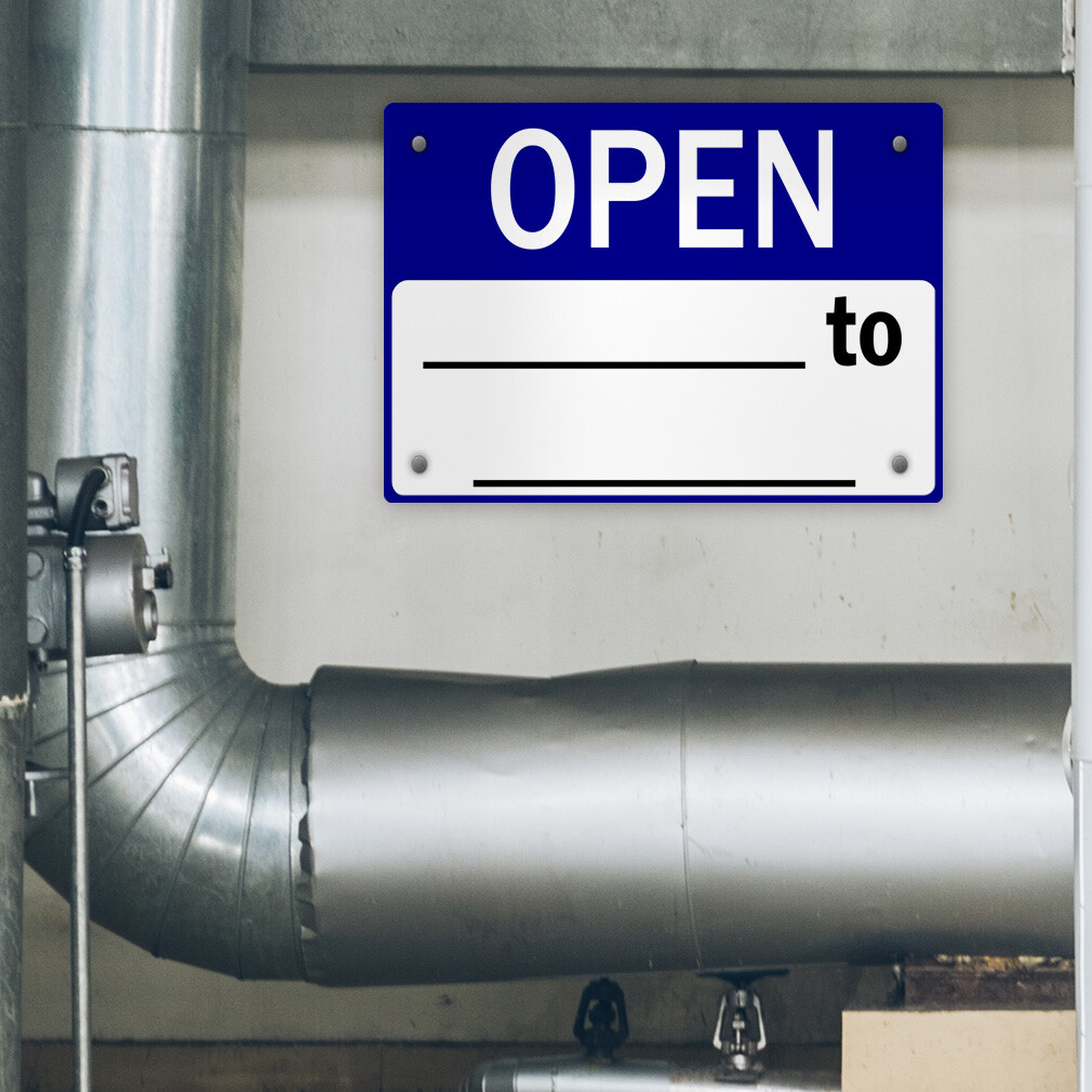 Horizontal Metal Sign Open to Business Hours Weatherproof Street Signage