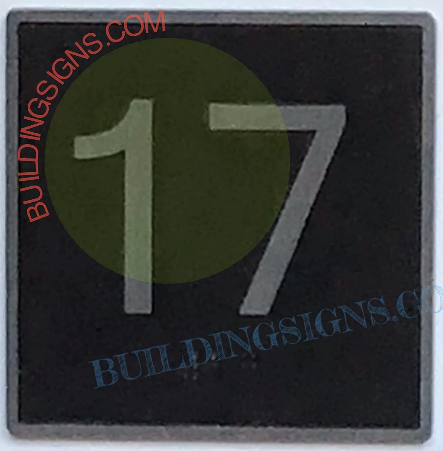 ELEVATOR FLOOR NUMBER 17 SIGN- ELEVATOR JAMB PLATE FLOOR 17 SIGN