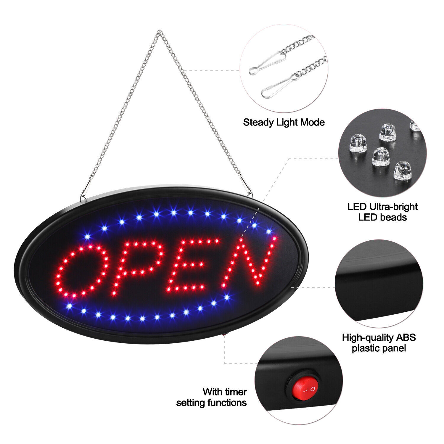 Ultra Bright LED Neon Light OPEN Business Sign Board Animated Motion with ON/OFF