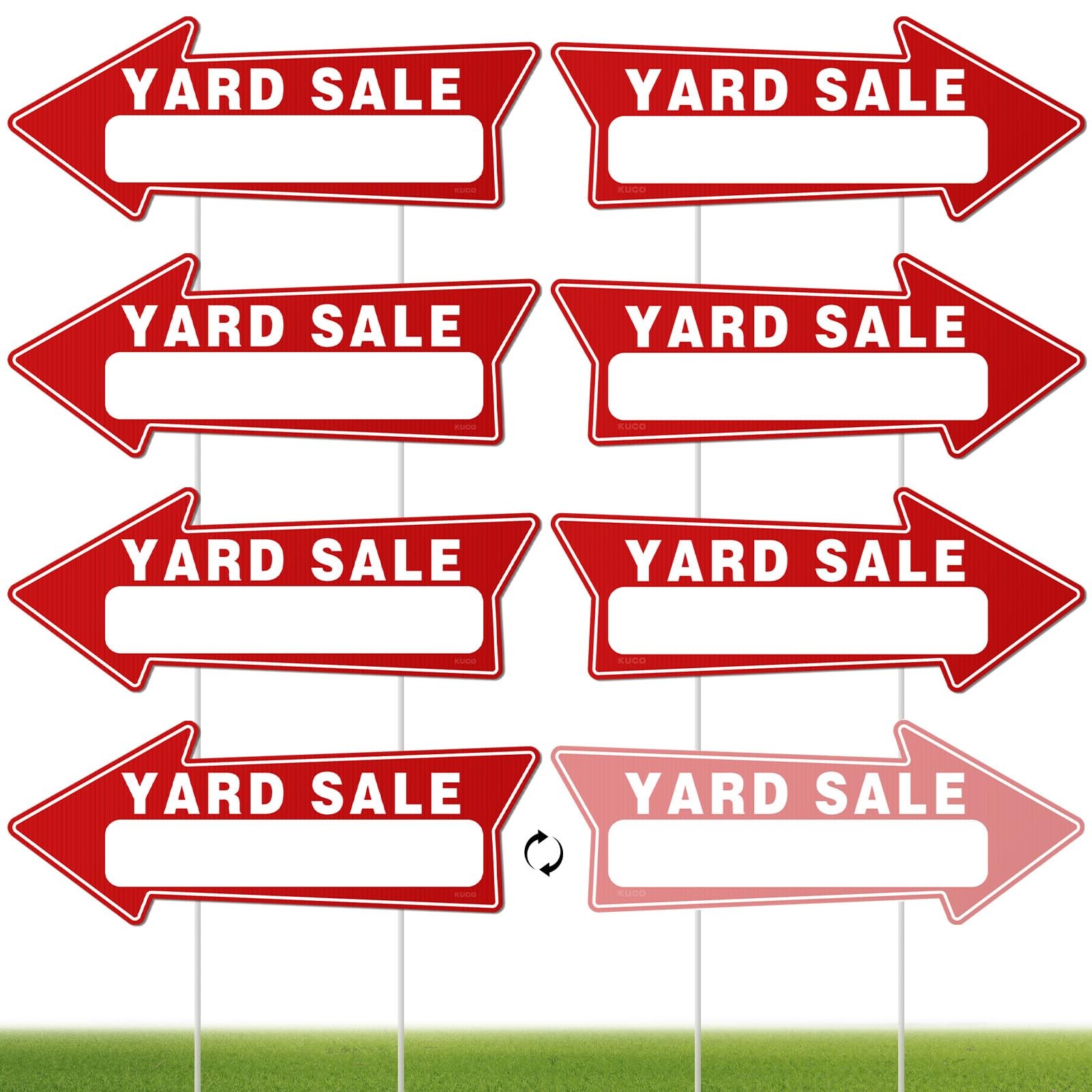 7 Pack Yard Sale Signs with Stakes – 16″x6″ Double-Sided Directional Garage Sale