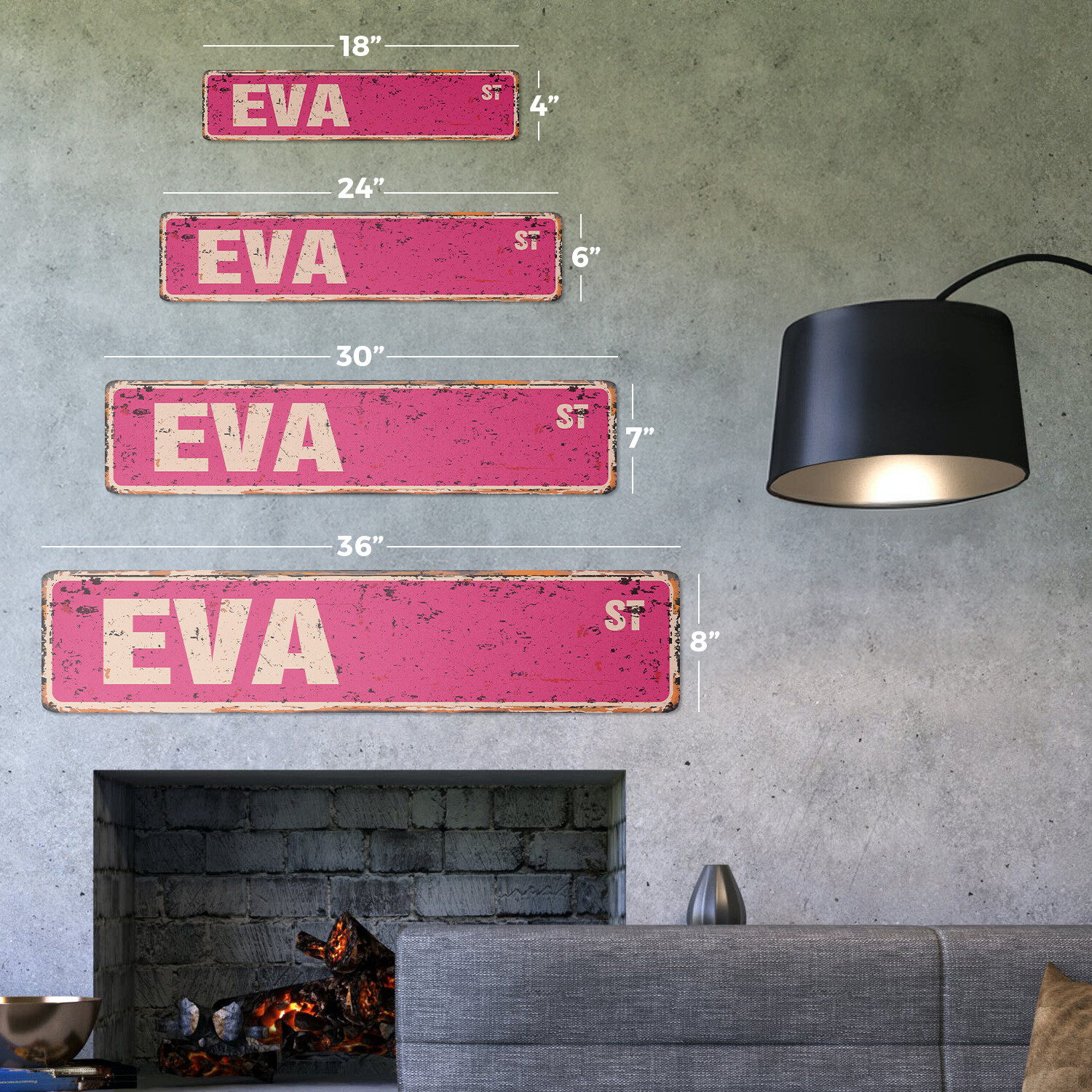EVA Vintage Street Sign Childrens Name Room Metal Sign