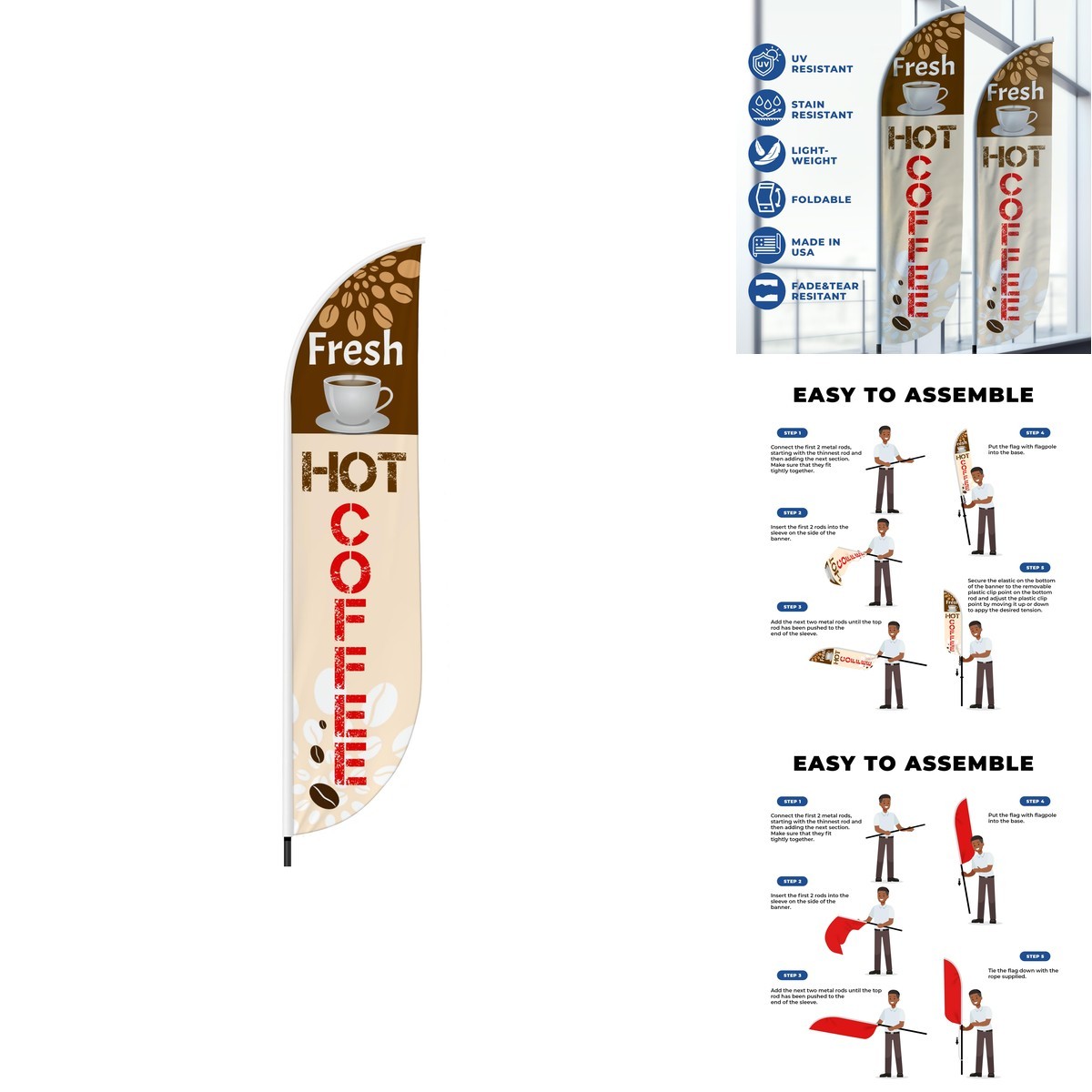 Dreamcontroller Fresh Coffee Feather Flag11.5Feetx2.5Feet By Business