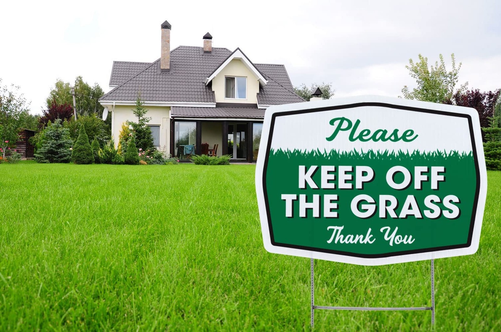 Please Keep Off Grass Yard Sign with Stake, Double Sided, Easy Install, 11.5x…