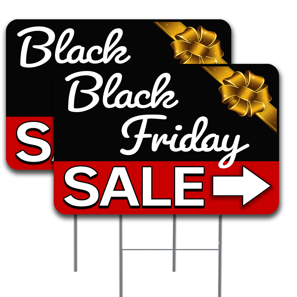 Black Friday Sale Arrow 2 Pack Double-Sided Yard Signs 16″ x 24″ with Metal Stak