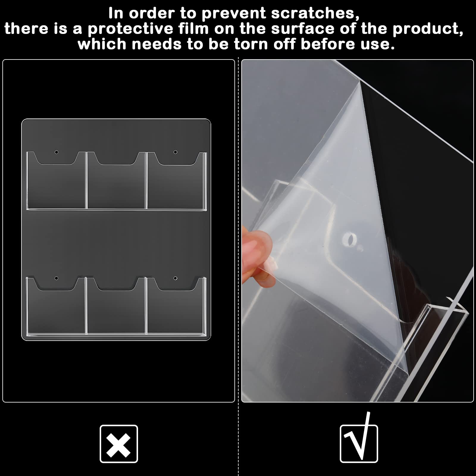 Eersida 2 Pack Acrylic Brochure Pamphlet Holder Wall 15 x 13 Inch, 6 Pockets