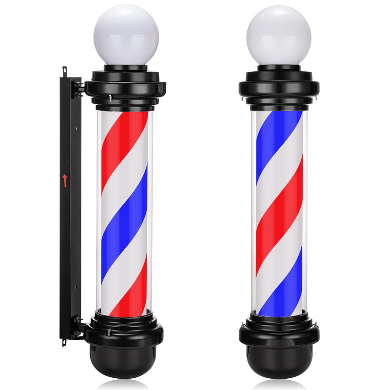 Noverlife 34In Barber Pole Led Sign Barber Shop Pole Red Blue White Stripes