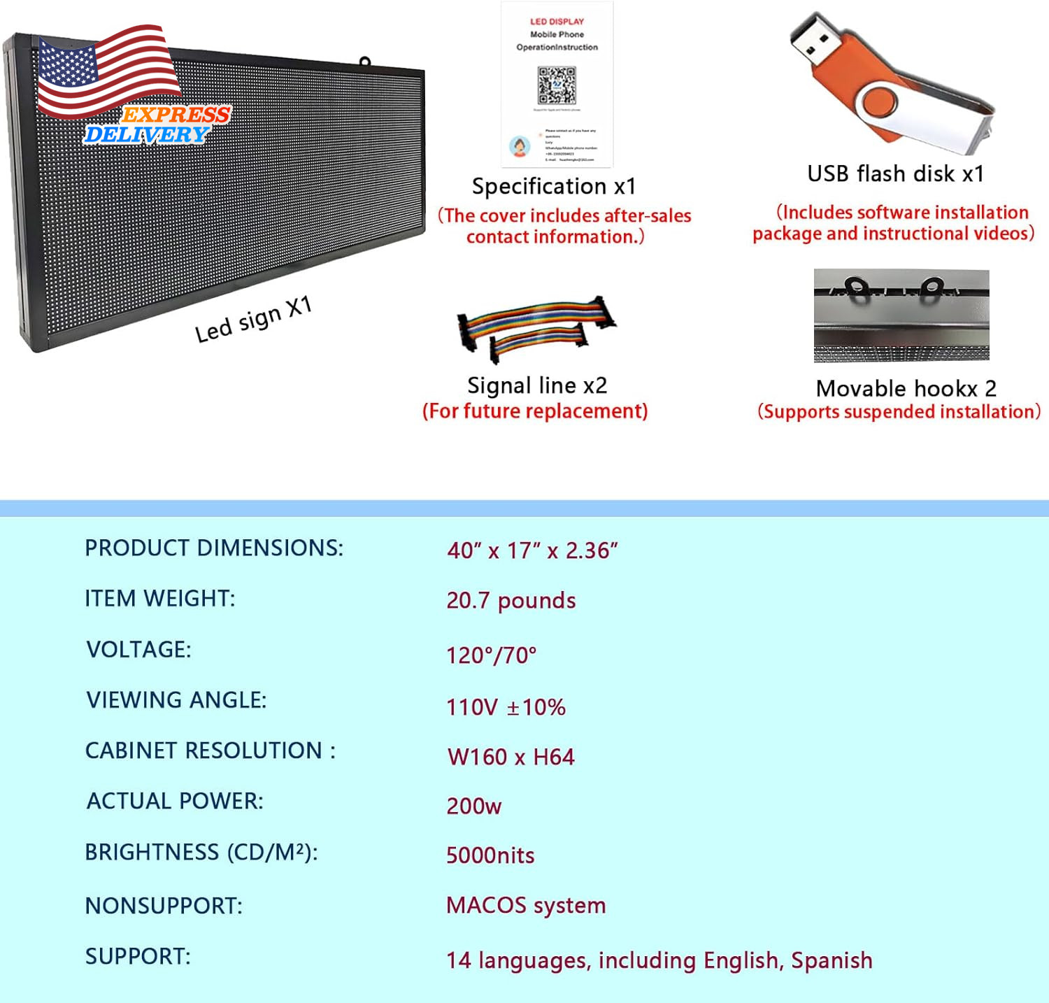 Led Signs Scrolling Programmable Digital Display Screen Outdoor Waterproof NEW