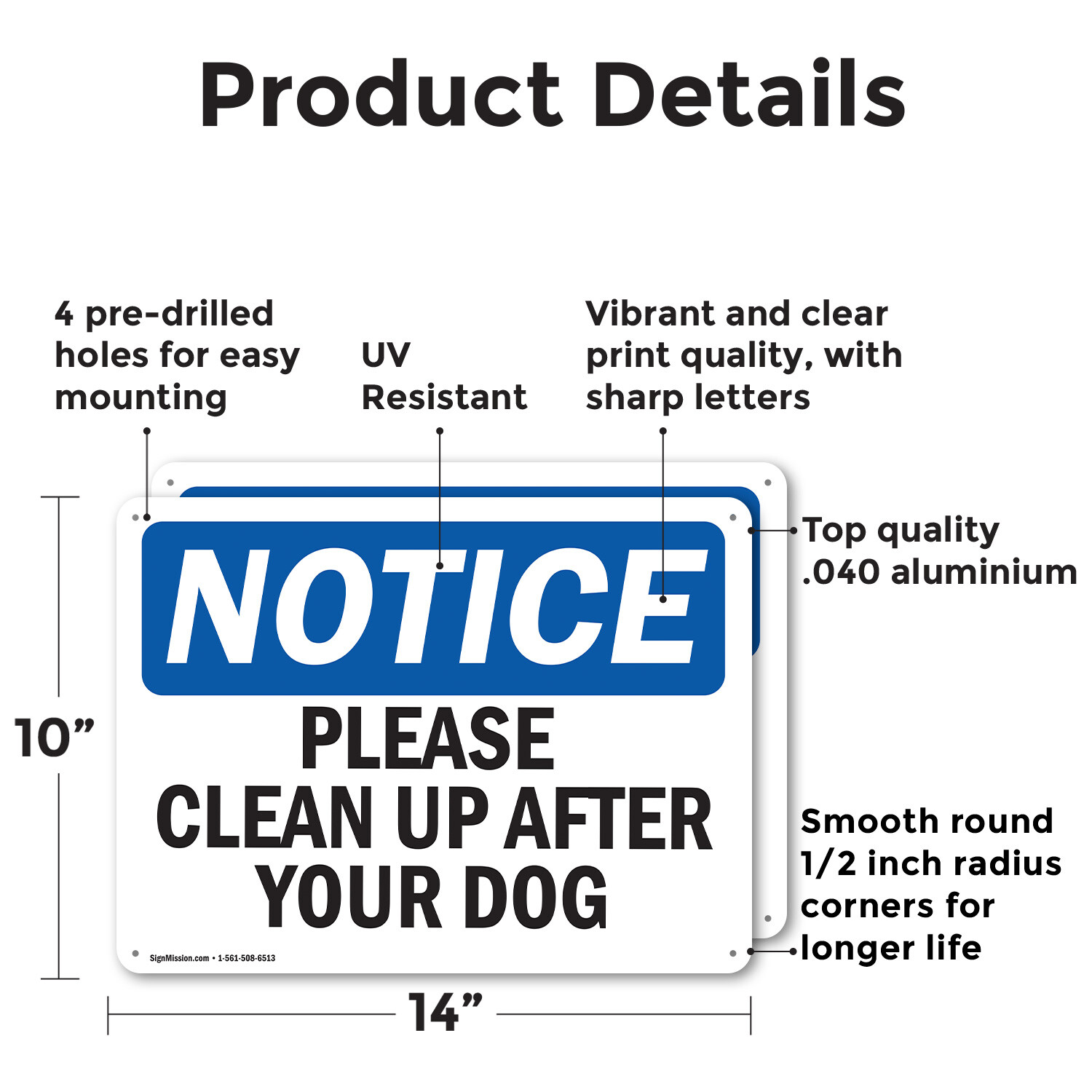 (2 Pack) Please Clean Up After Your Dog OSHA Notice Sign Decal Metal Plastic