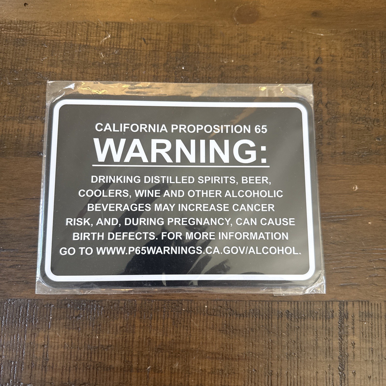 Classic Framed California Proposition 65 Sign Alcoholic Beverages Black 5″ X 7″