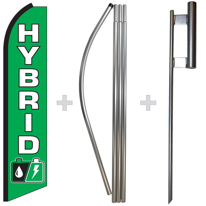 Hybrid 15′ Tall Swooper Flag & Pole Kit Feather Super Bow Banner
