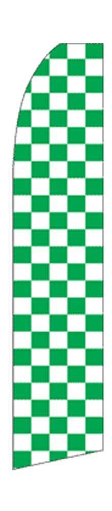 Checkered Banner Sign Flag Flutter Swooper Advertising 2.5’ Wide Green White