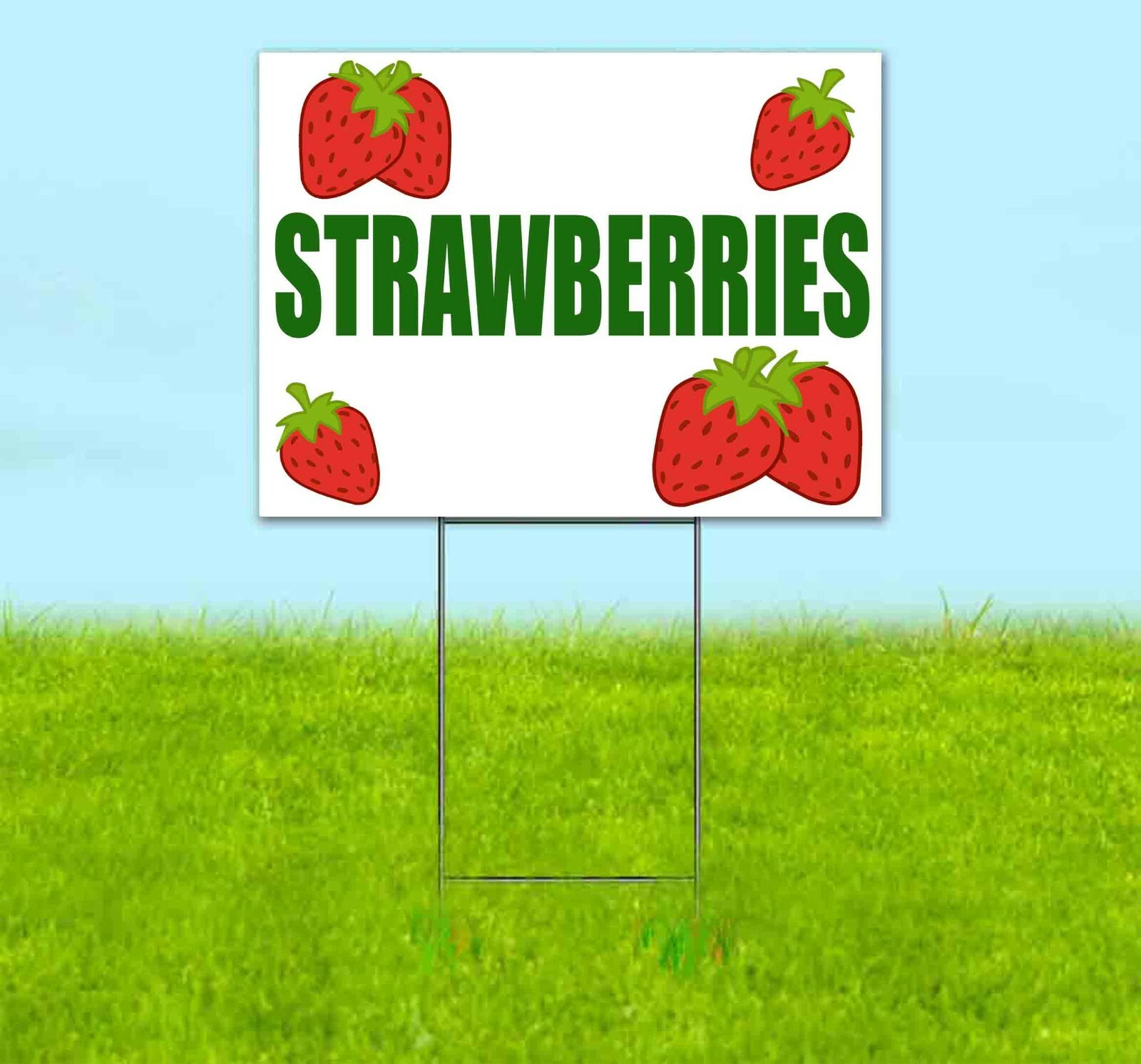STRAWBERRIES 18×24 Yard Sign WITH STAKE Corrugated Bandit