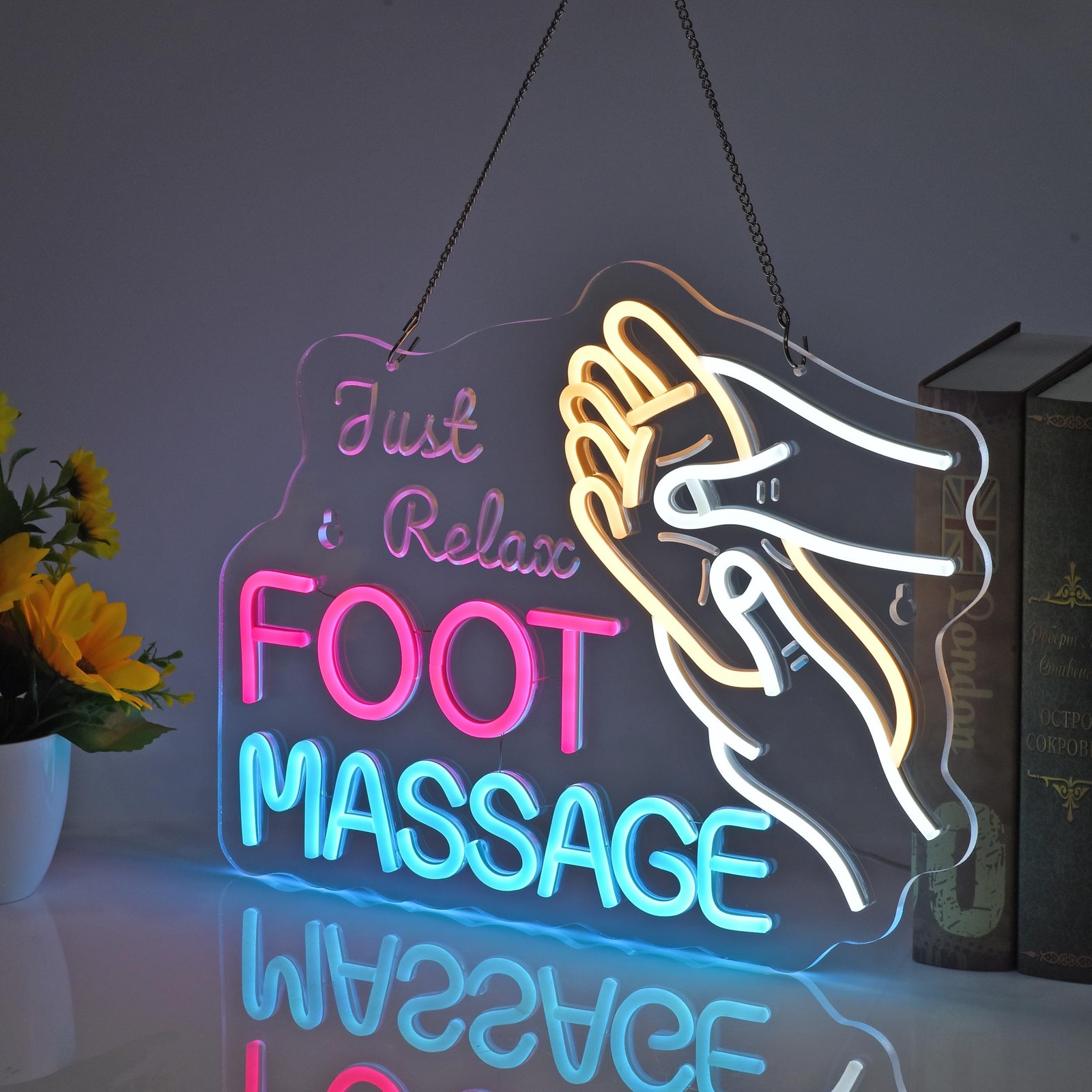 Foot Massage Neon Sign, Neon Lights Hanging Wall Art Decoration for Foot Rela…