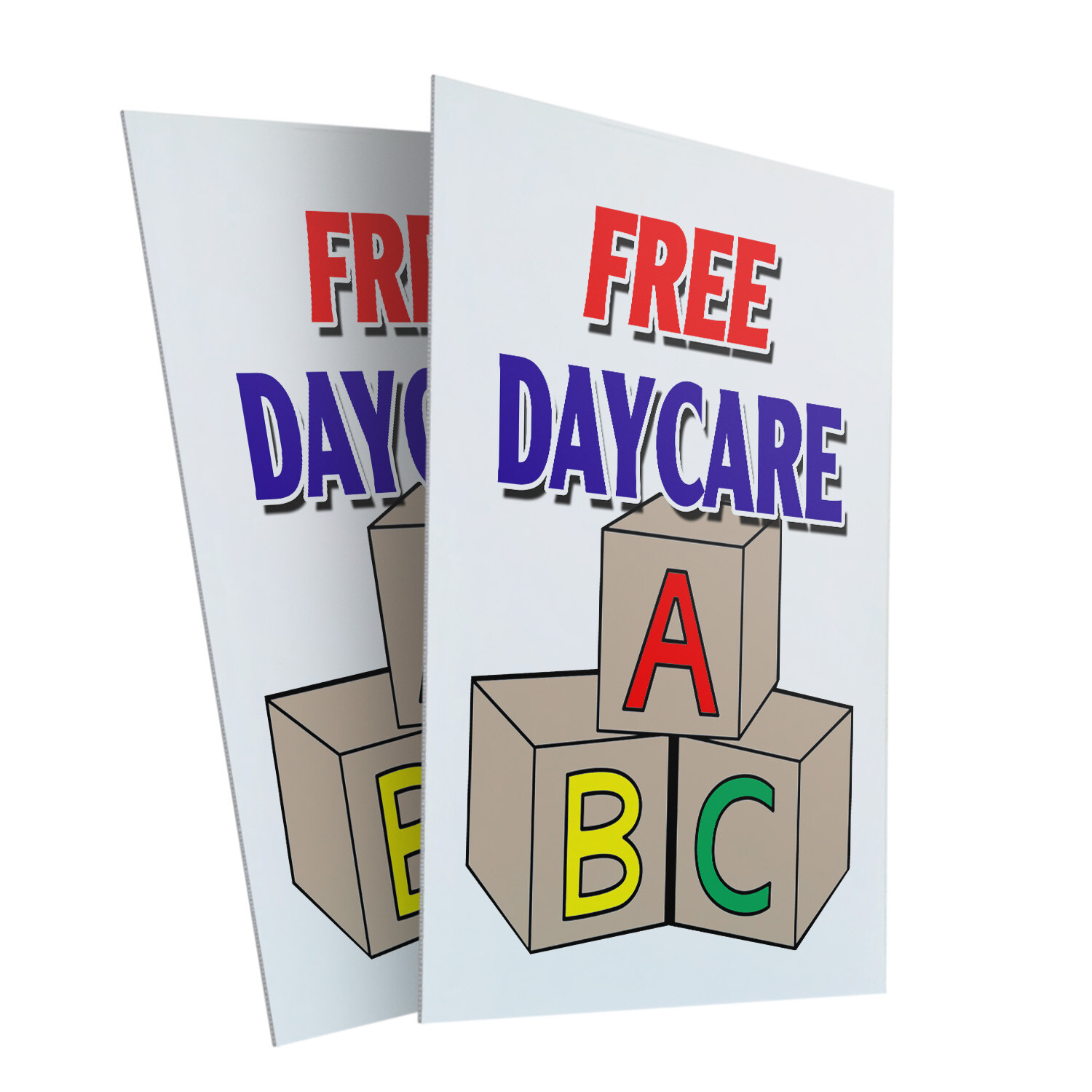 Free Daycare 24″ x 36″ 2 Pack Of Store Sign Plastic Or Decal