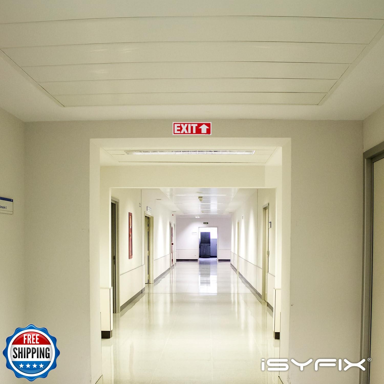 iSYFIX Exit Signs Stickers 2 Pack 12×4 Inch – Laminated Premium Vinyl Directi