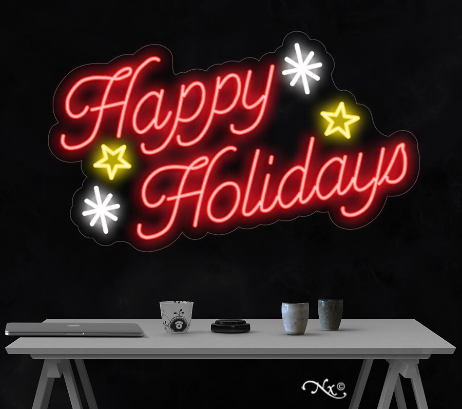 Happy Holiday LED Neon Sign 31″L x 19″H #LF115