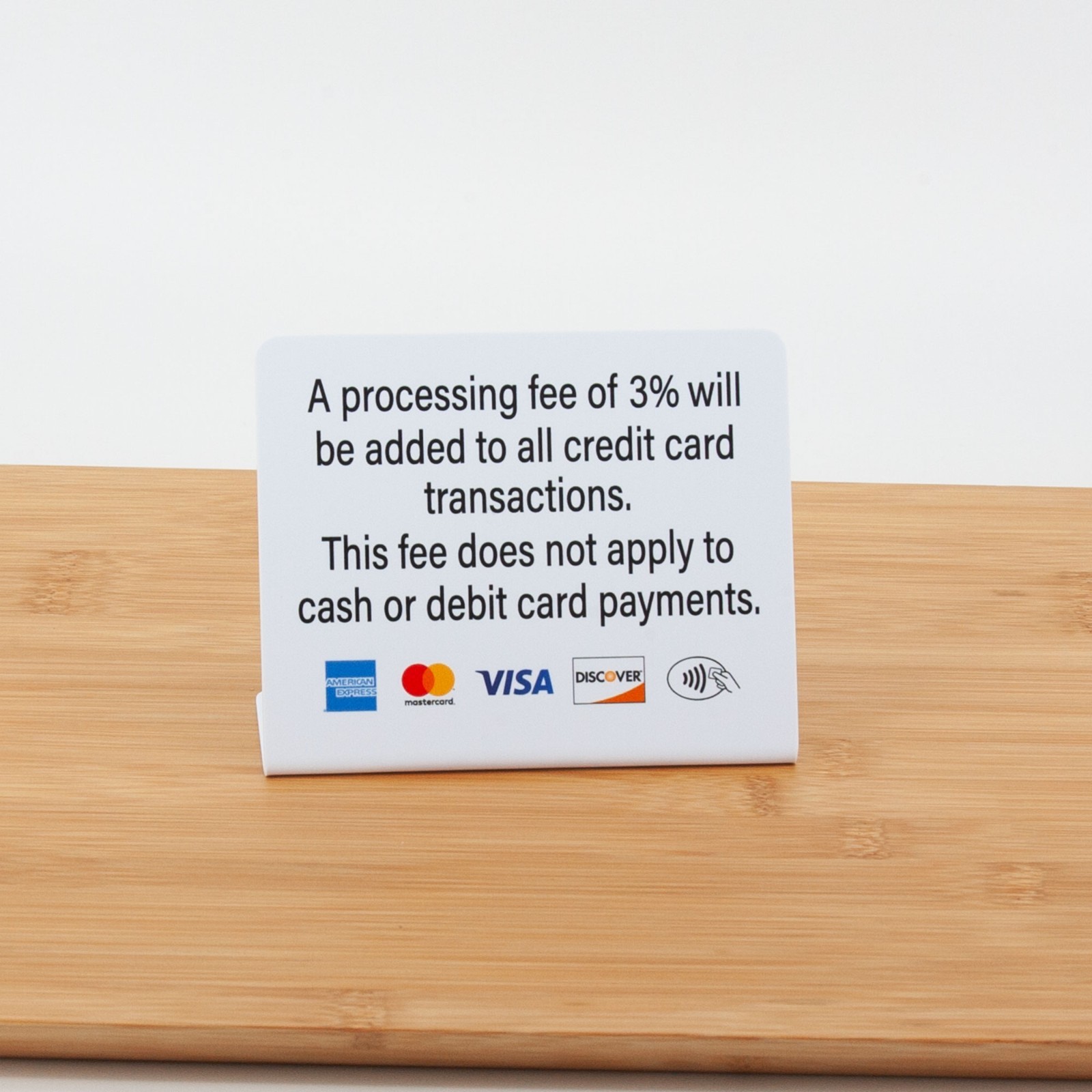 3pk Processing Fee Payment Signs w/ 3% Fee, L Style, Plastic, Free Shipping