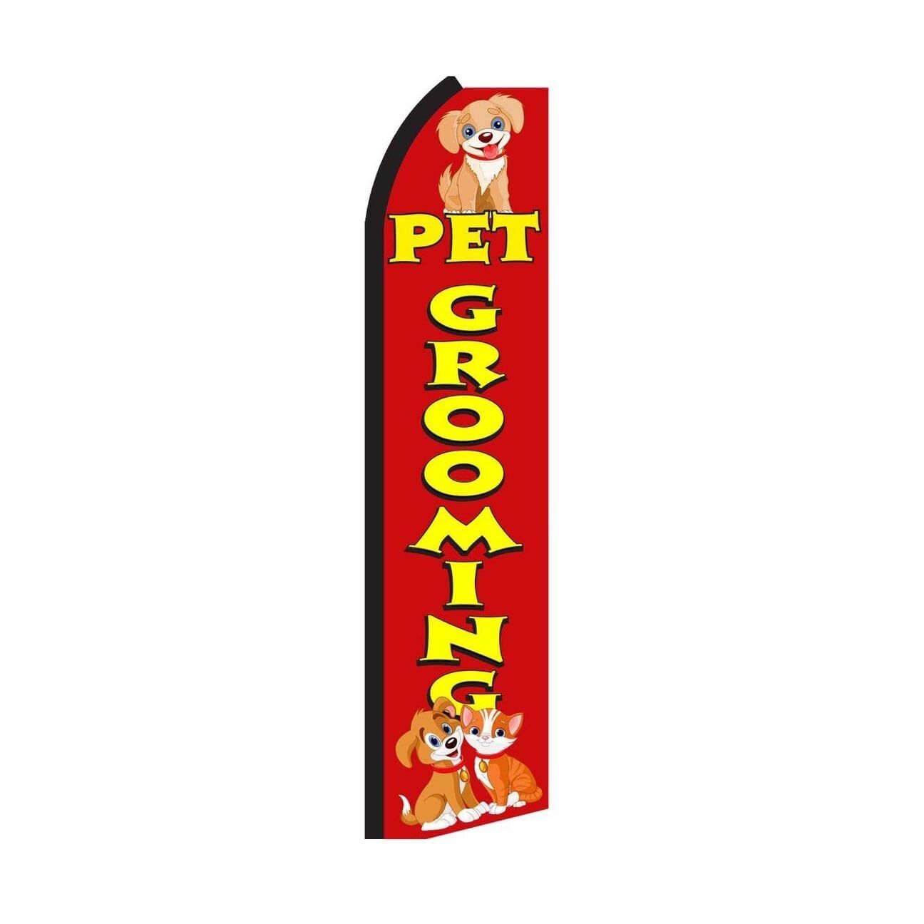 Pet Grooming Swooper Flutter Feather Flag | 3ft W x 11.5ft Tall