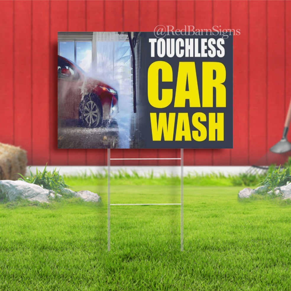 TOUCHLESS CAR WASH service auto detailing Indoor Outdoor Yard Sign with metal
