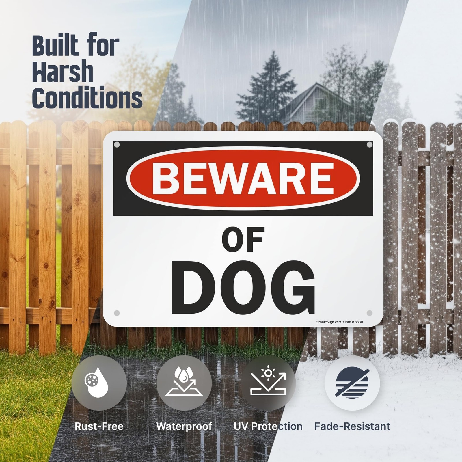 Beware Of Dog Sign 7×10 Inch Aluminum Metal Safety Plaque S7404AL10
