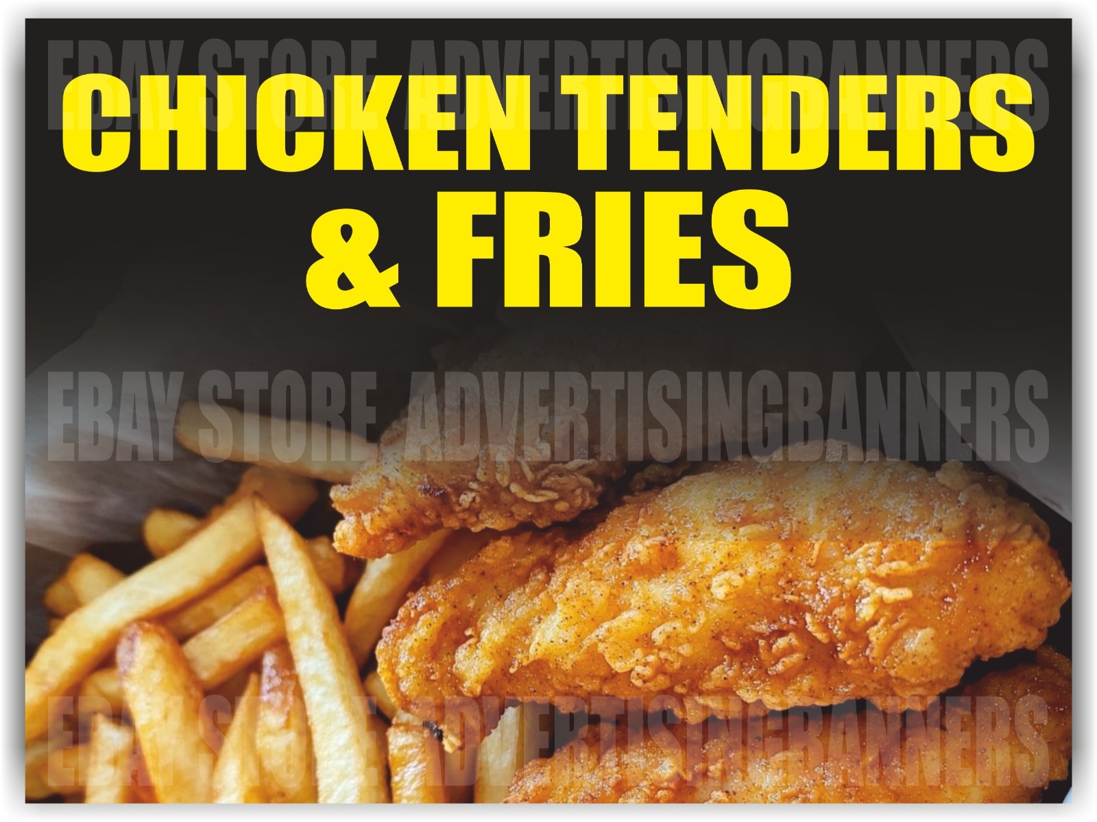 CHICKEN TENDERS FRIES Yard Sign with H-Stakes Fried Hot Fresh Street Food
