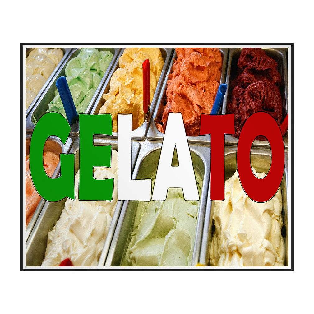 Decal Stickers Gelato Restaurant Food Bar Vinyl Store Sign Label Retail