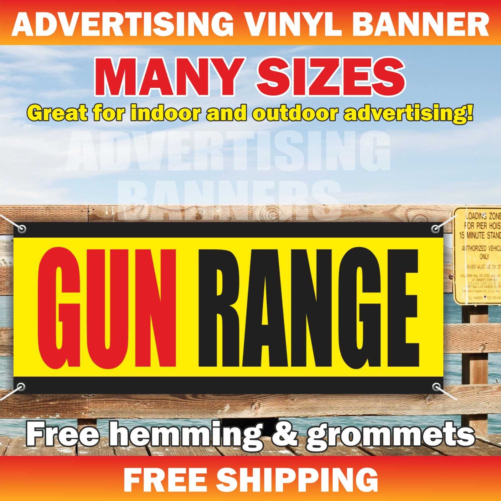 GUN RANGE Advertising Banner Vinyl Mesh Sign Flag Shop Now Open SHOOTING RANGE