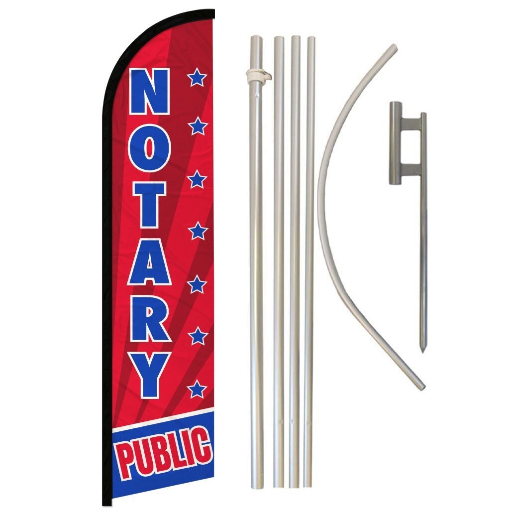 Notary Public Full Curve Windless Swooper Flag & Pole Kit Tax Specialist IRS