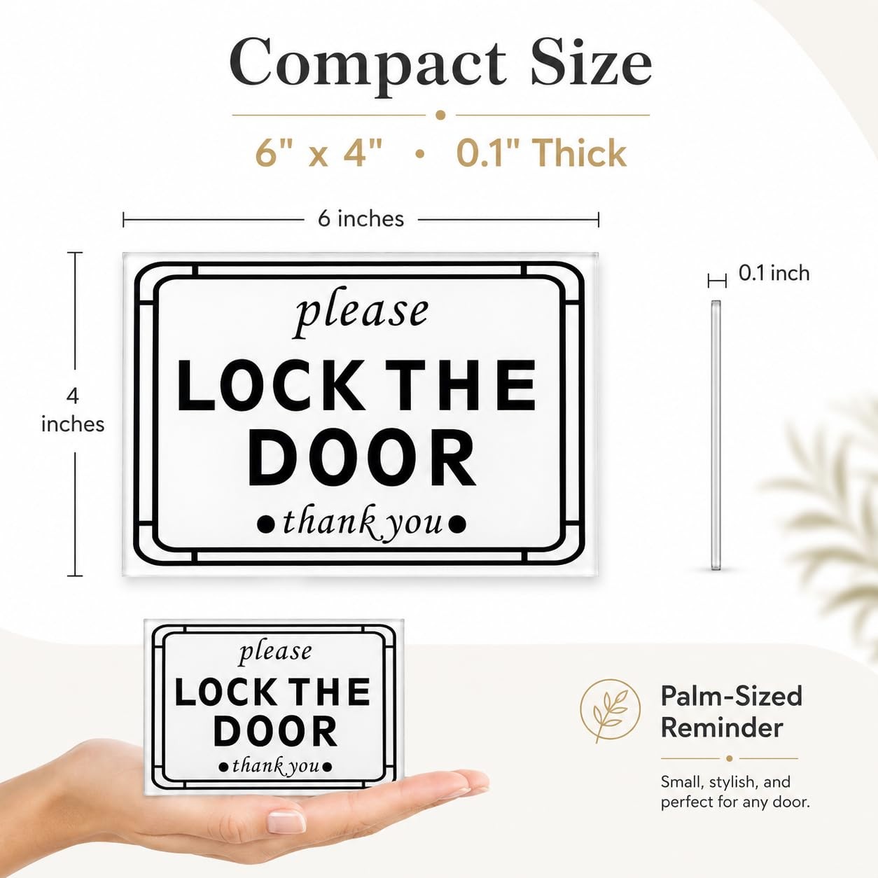 Please Lock The Door Sign Acrylic Reminder 6×4 Inch Polite Message White Host