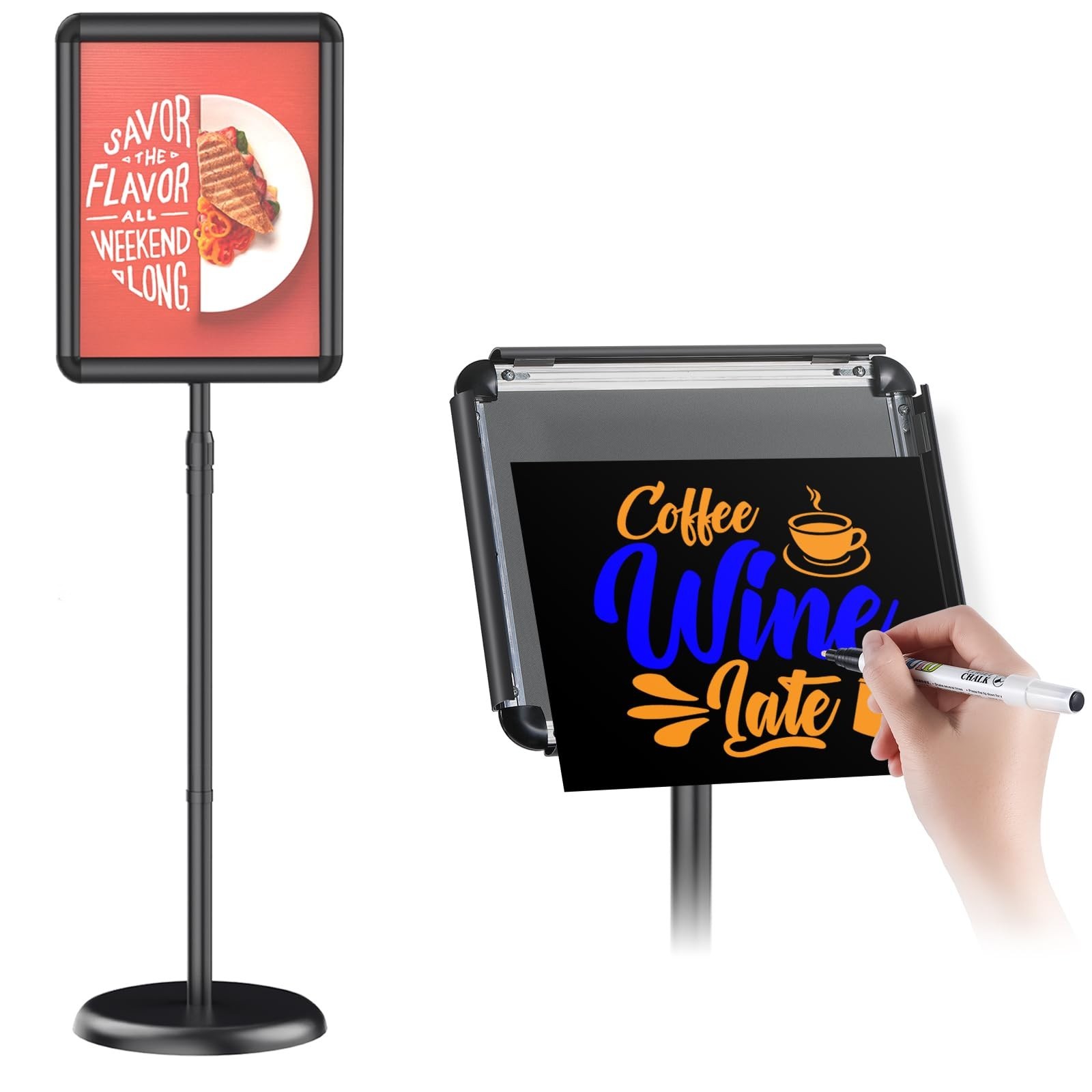 Pedestal Floor Stand Sign Holder for 11*17 inches Poster or chalk board, Snap…