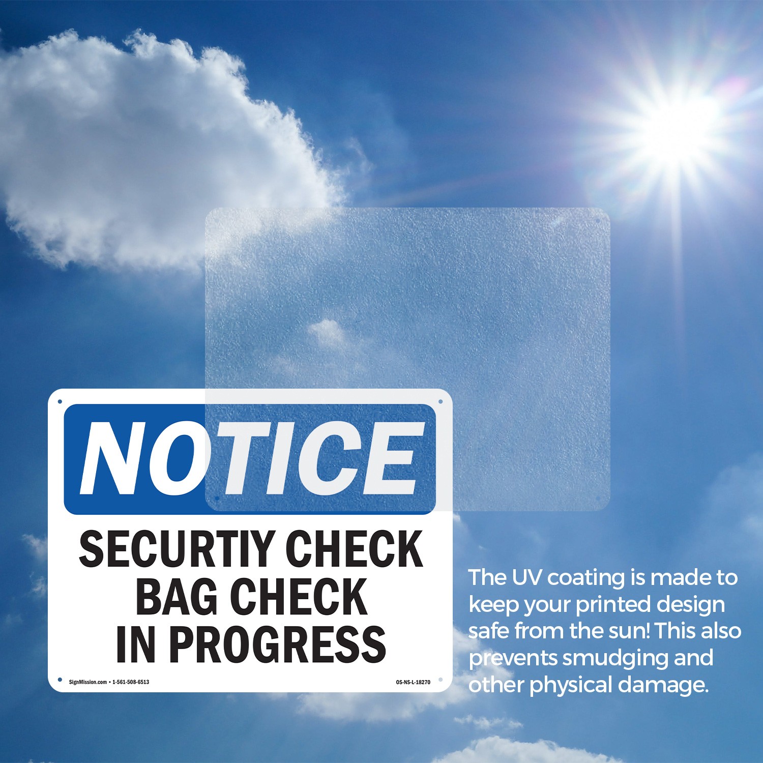 Security Check Bag Check In Progress OSHA Notice Sign Or Decal – 5 or 10 Pack