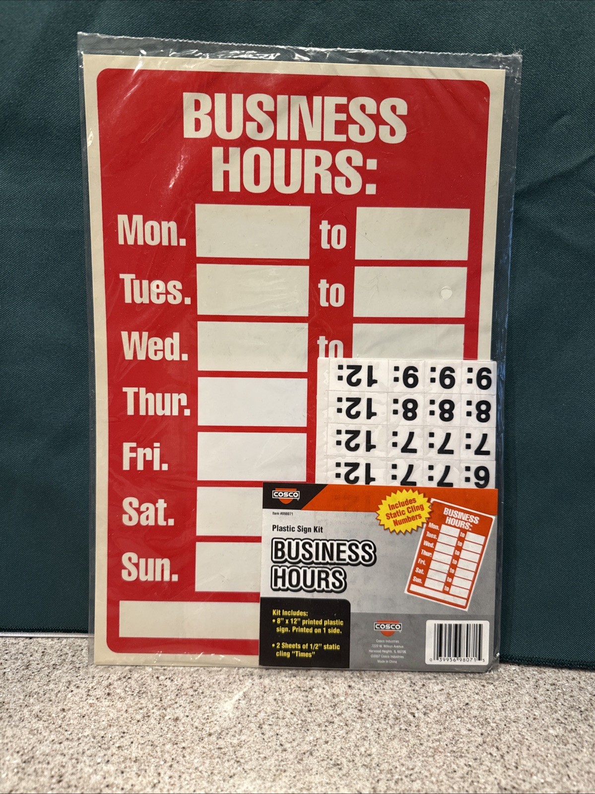 COSCO Lightweight 8″ x 12″ Business Hours Sign Kit – Easy Setup for Businesses