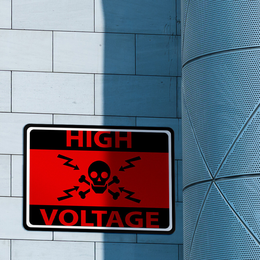 Horizontal Metal Sign High Voltage Warning A Weatherproof Street Signage