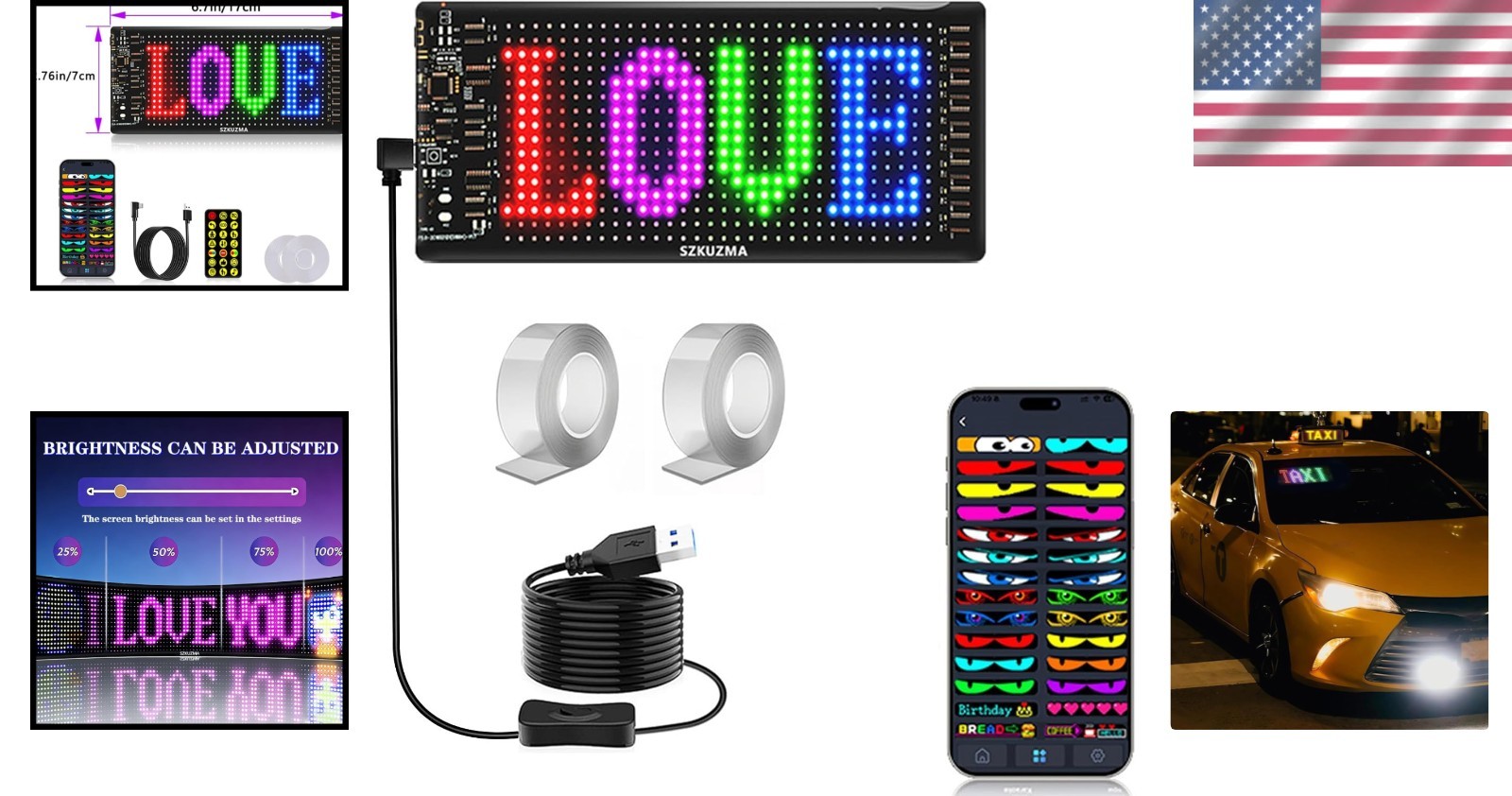 7″ x 3″ Flexible LED Matrix Panel – Waterproof with App Control & Animation