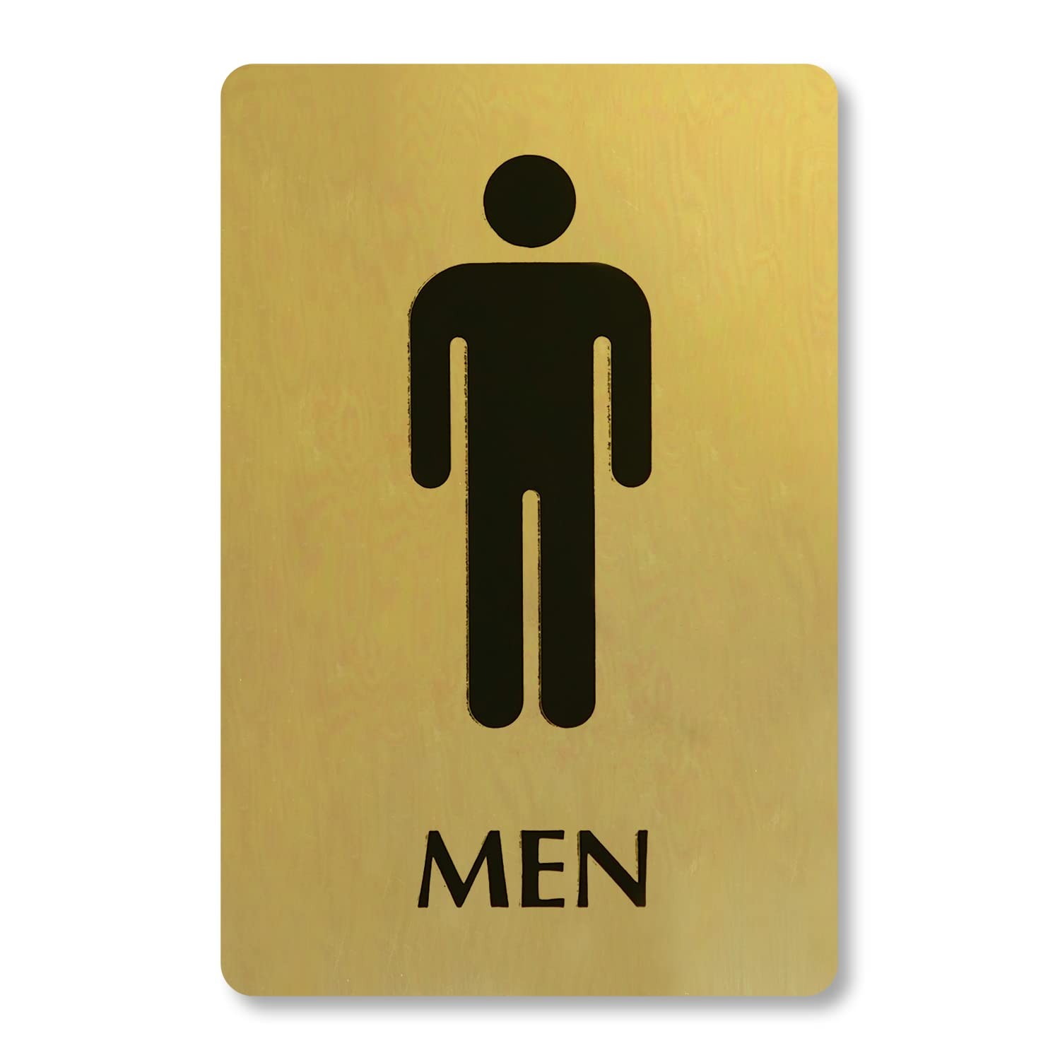 6×9 inch Gold Black Brass Metal Engraved Men’s Restroom Sign with Pictogram