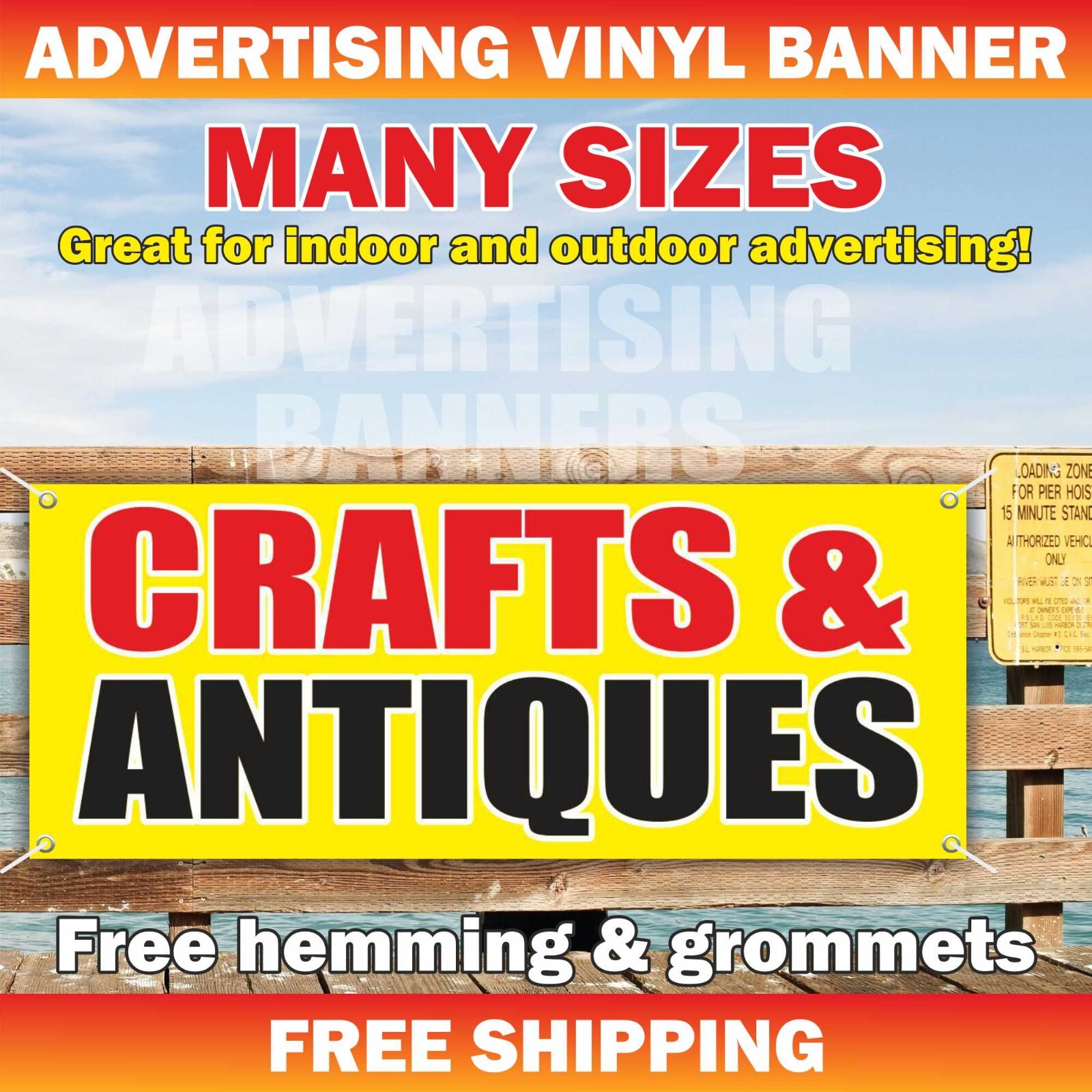 CRAFTS ANTIQUES Advertising Banner Vinyl Mesh Sign Flag Shop Store