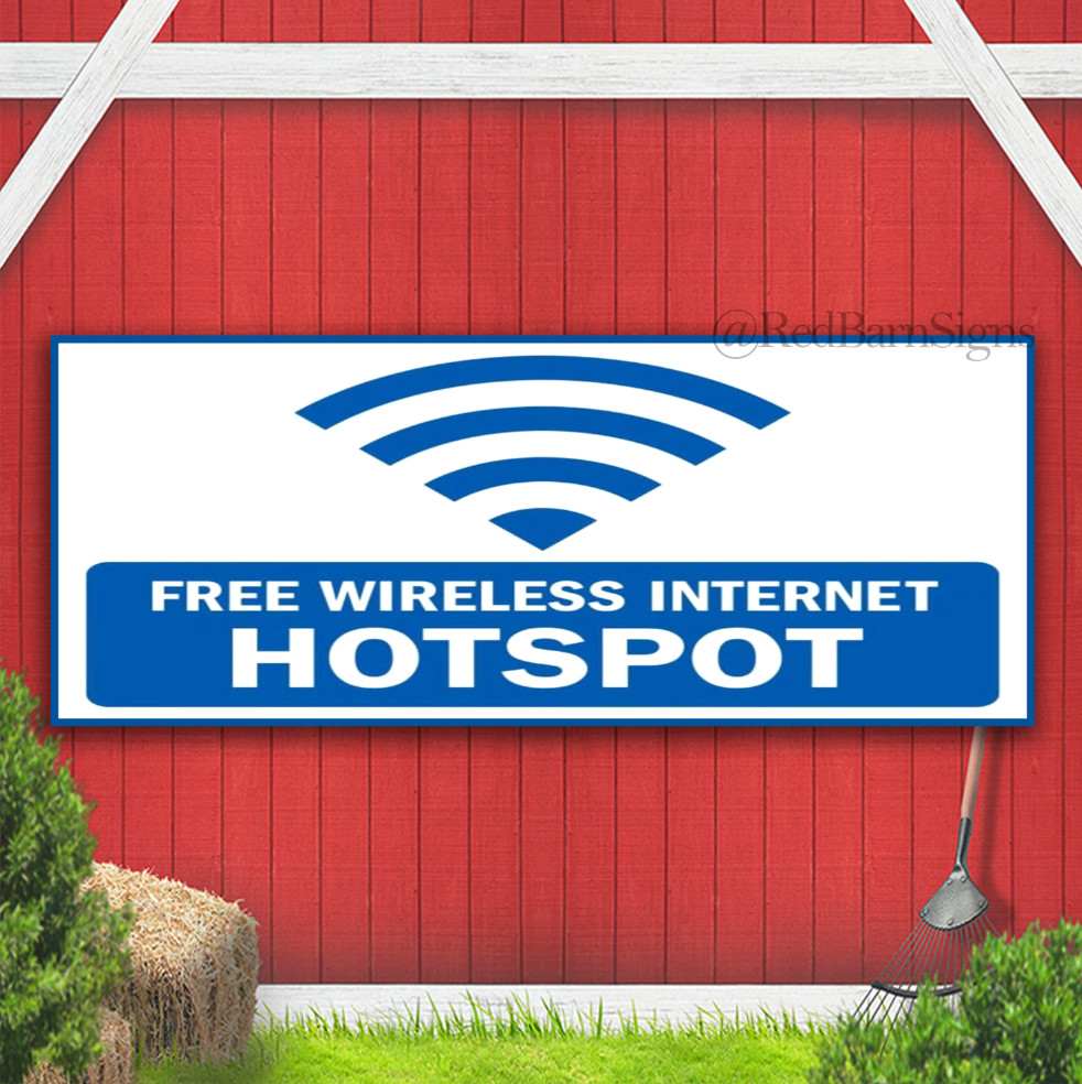 Free Wireless Internet Hotspot Indoor Outdoor Banner Sign with grommets